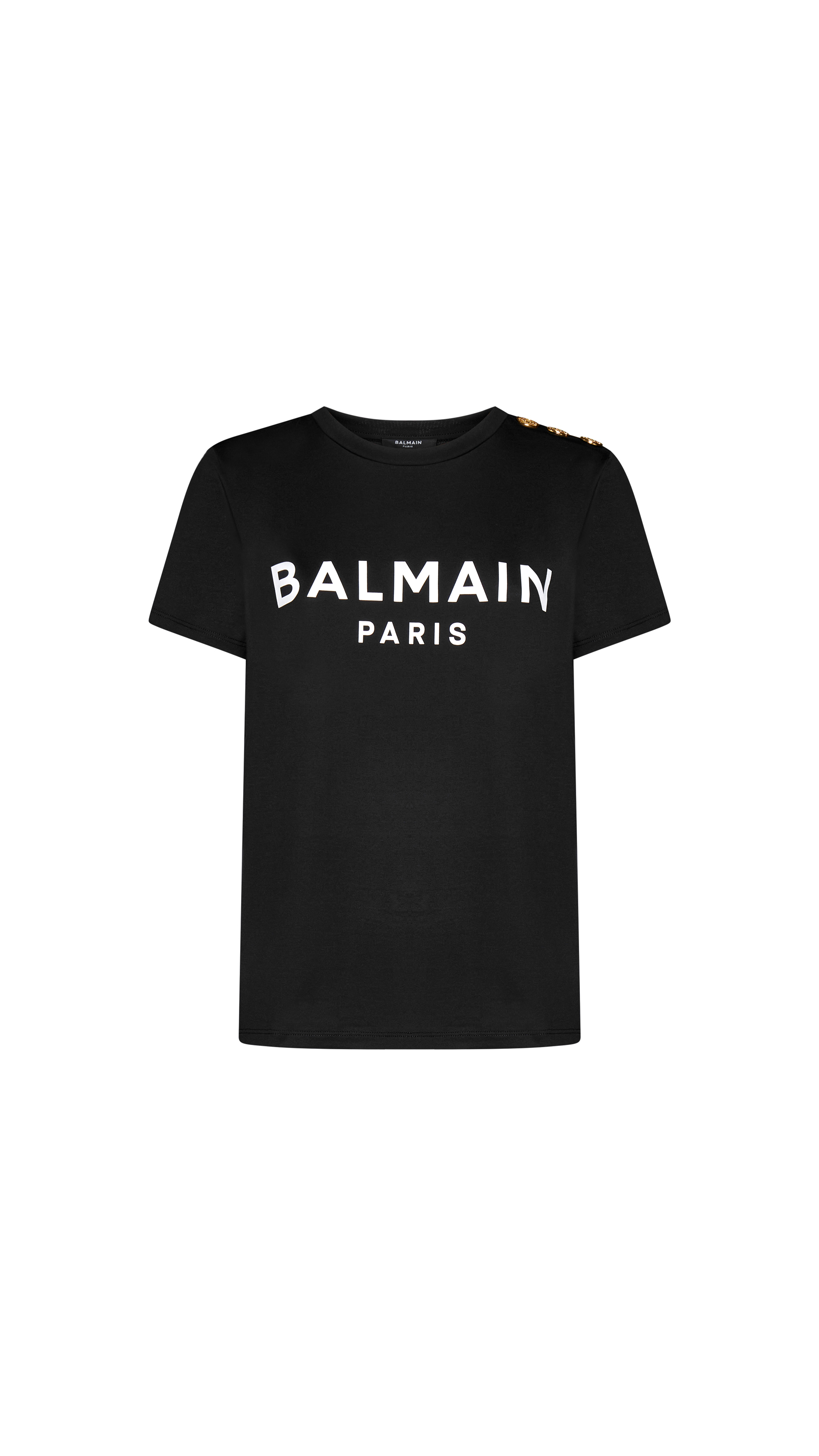 Eco-Responsible Cotton T-Shirt With Balmain Logo Print - Black