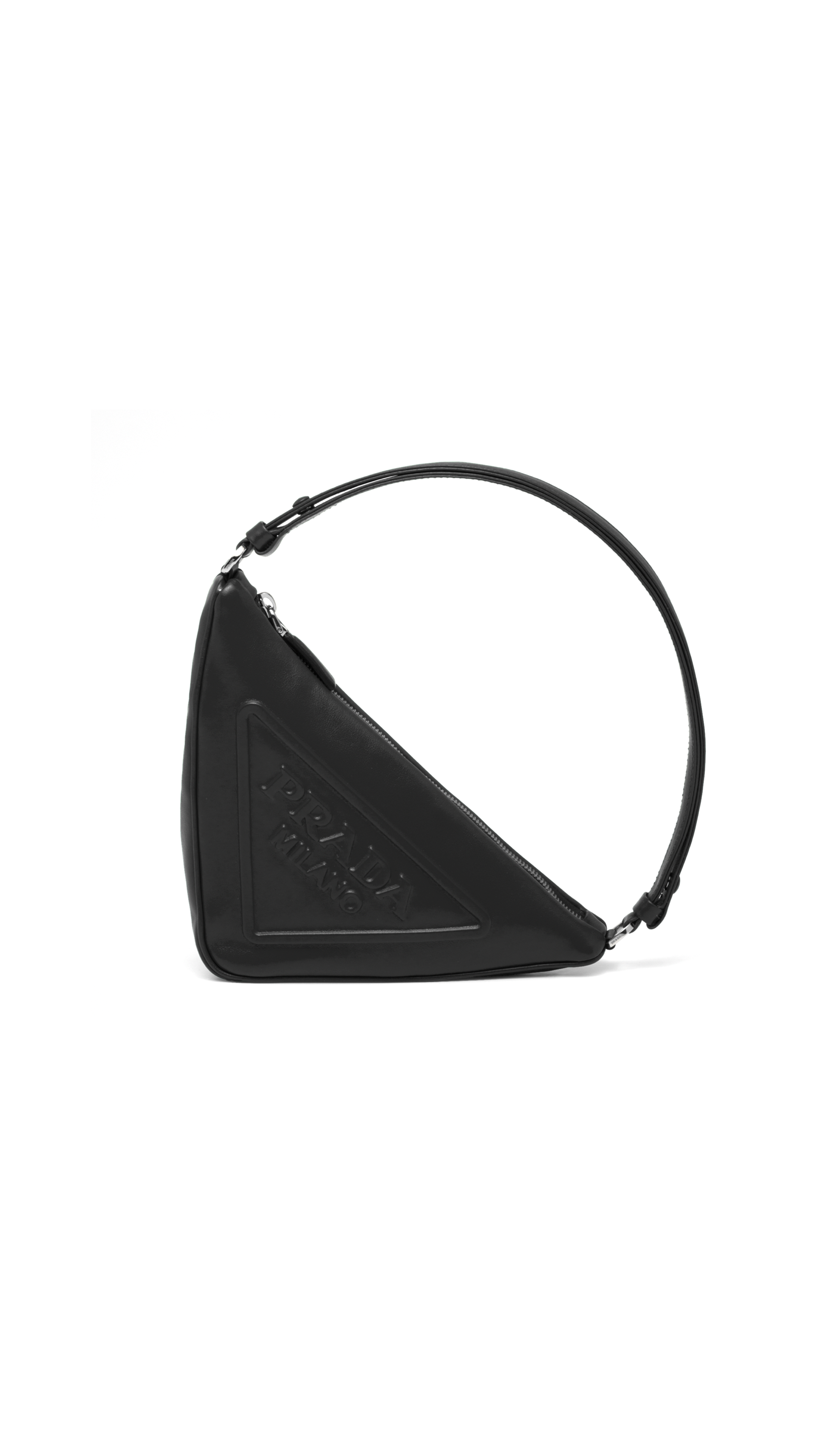 Prada Triangle Leather Pouch - Black