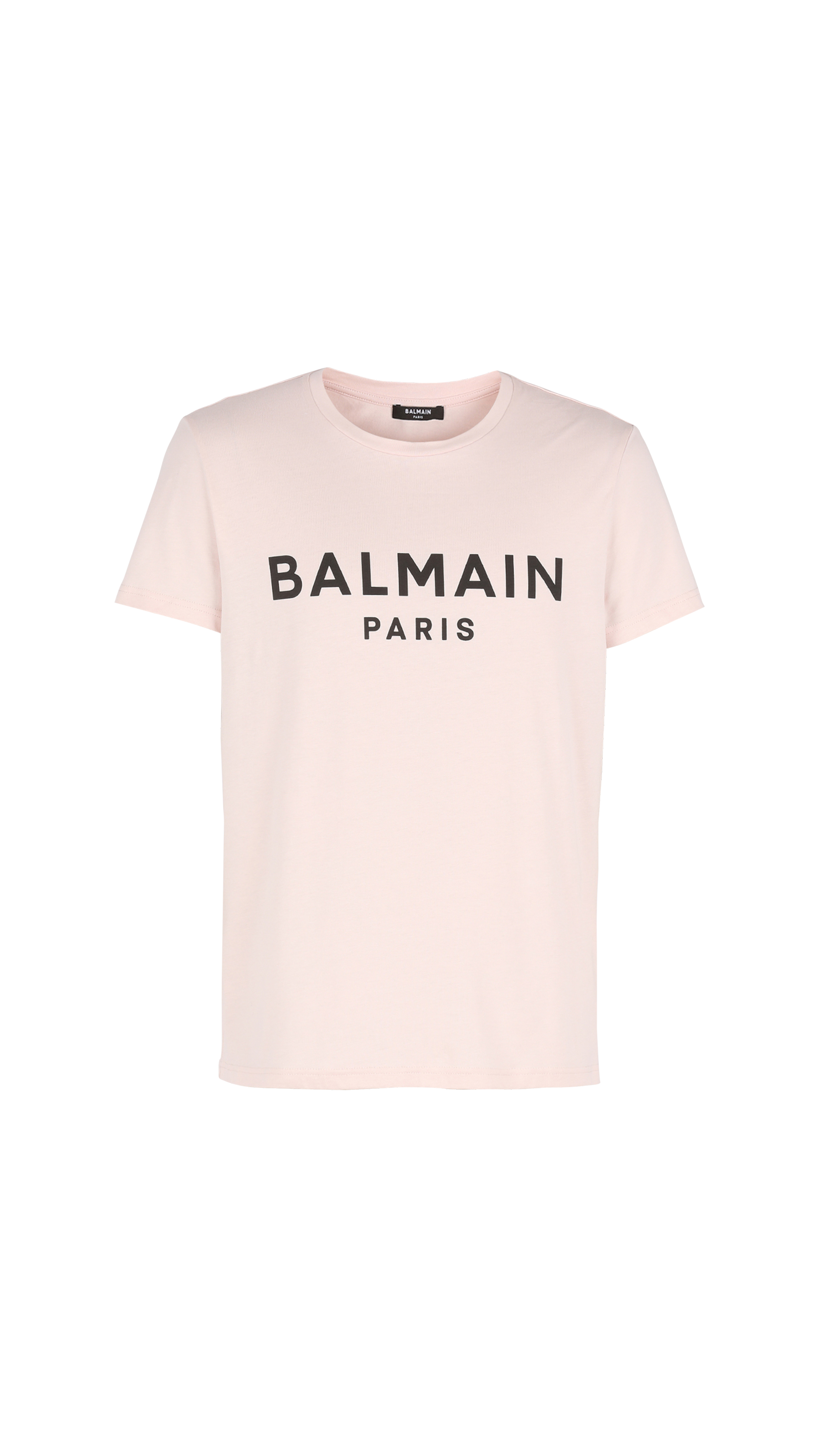 Eco-Designed Cotton T-Shirt with Balmain Paris Logo Print - Pink