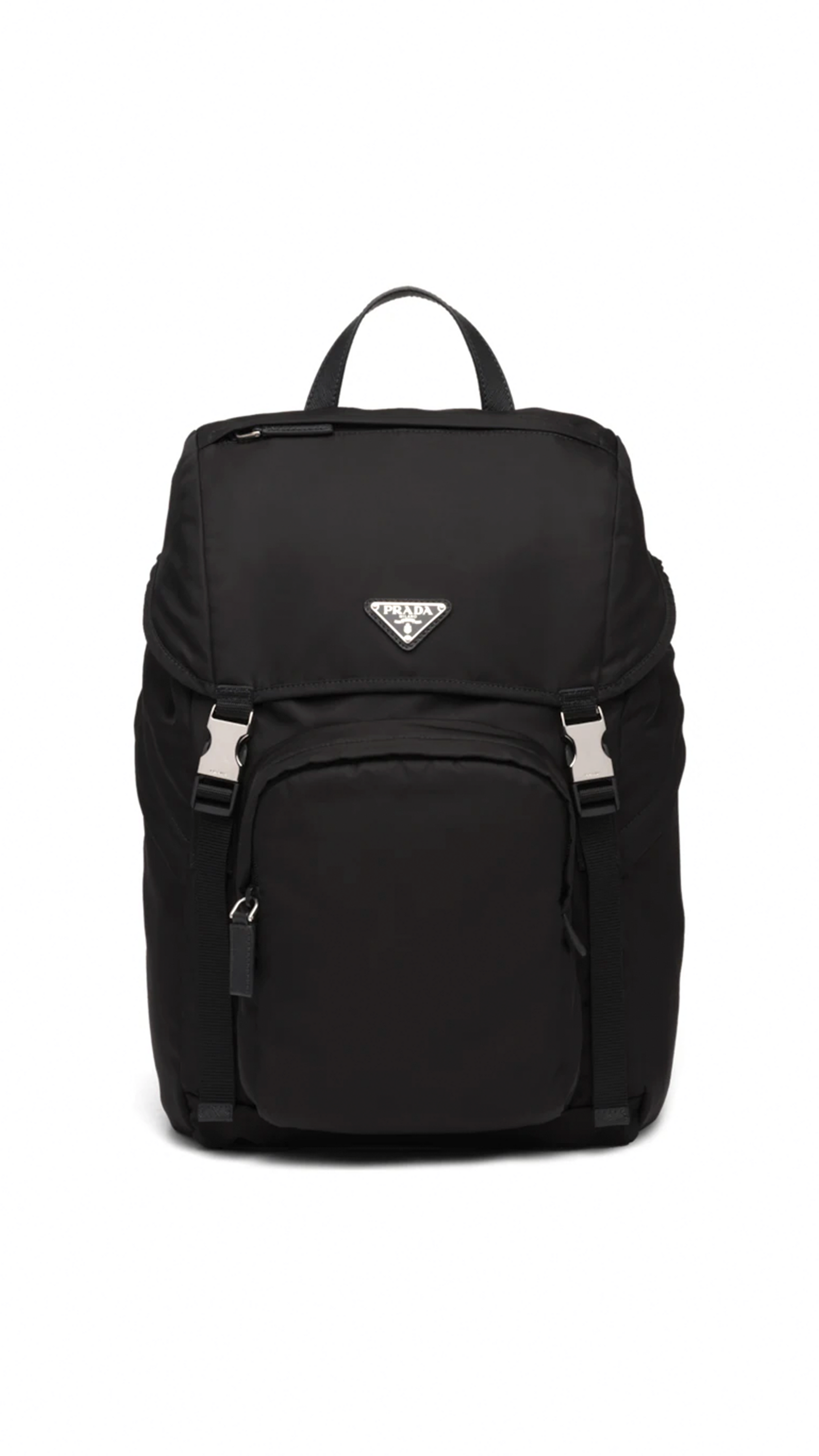 Black Re-nylon And Saffiano Leather Backpack