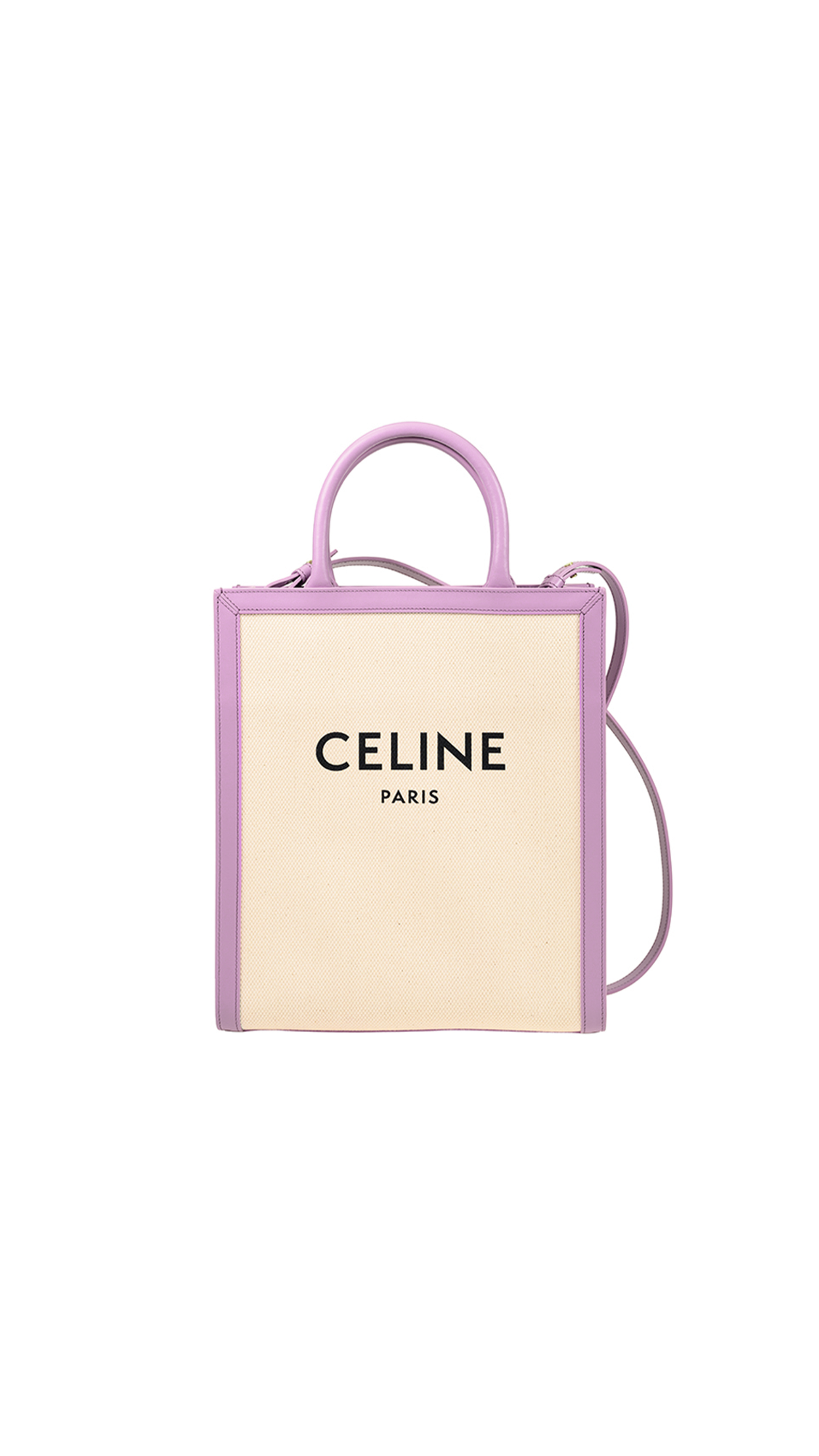 Vertical Cabas Celine In Canvas With Celine Print And Calfskin