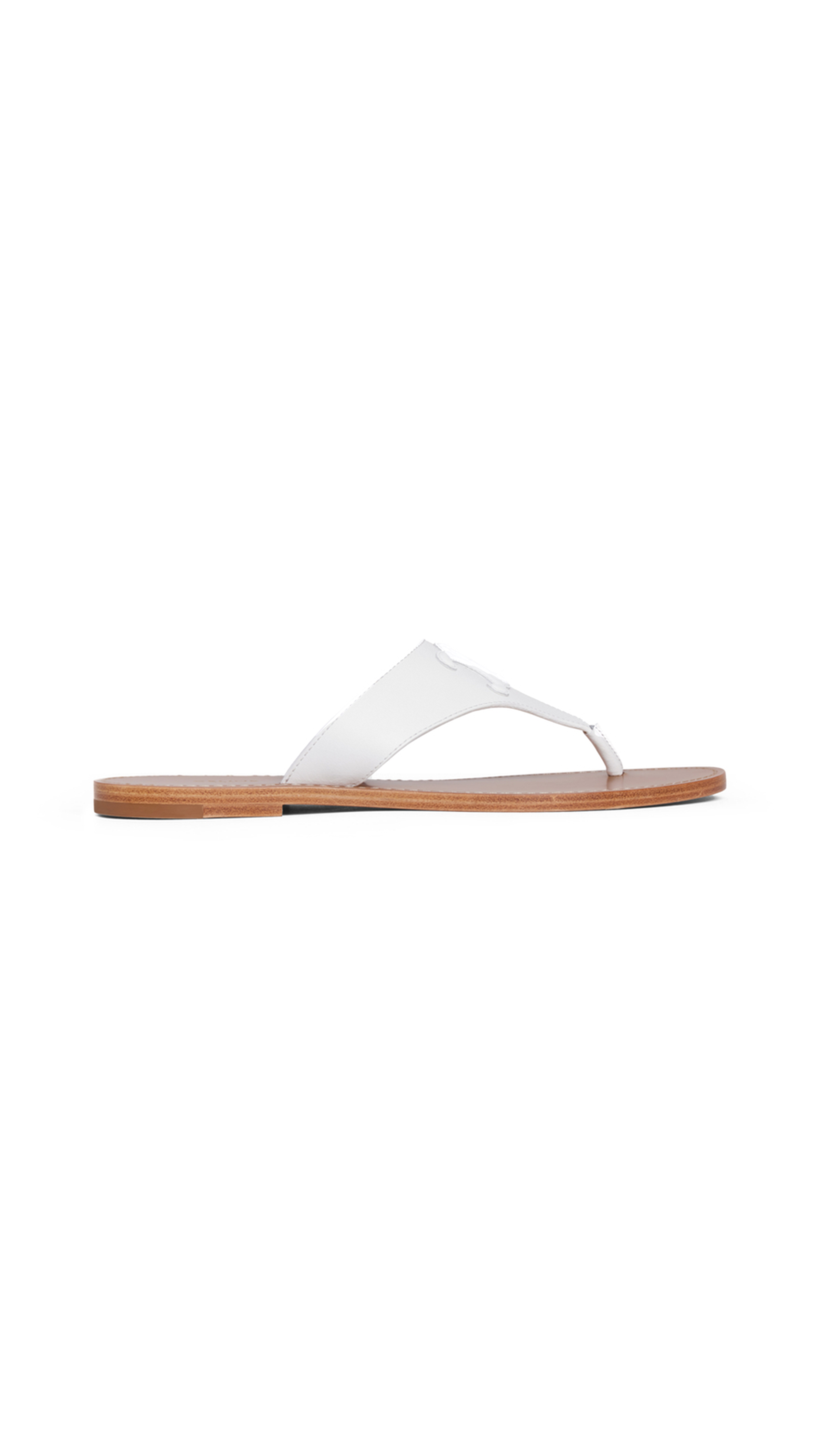 Celine Triomphe Flat Thong In Calfskin - White