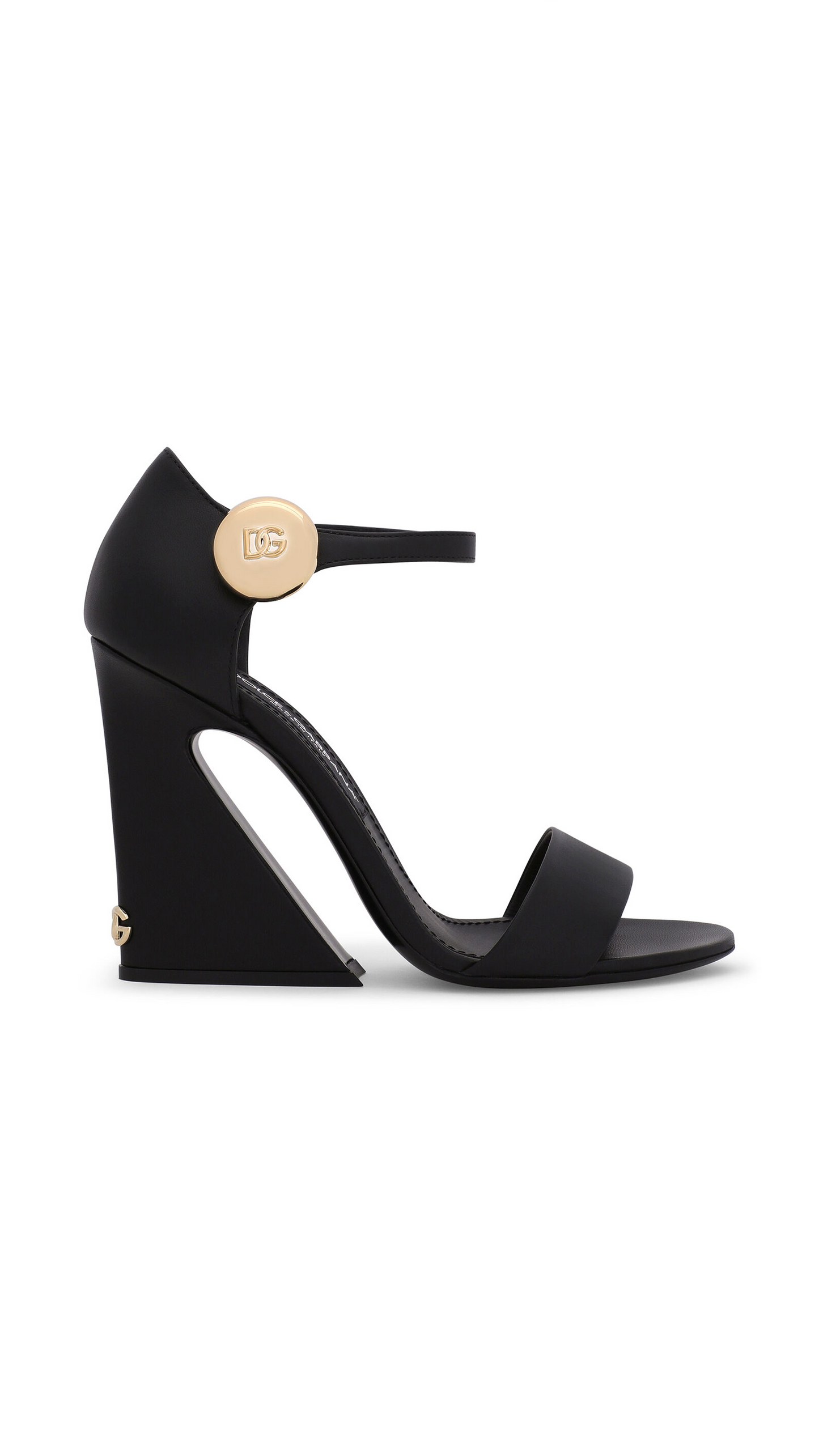 Nappa Leather Sandals With Geometric Heel - Black