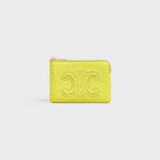 Coin & Card Pouch In Smooth Calfskin - Yellow