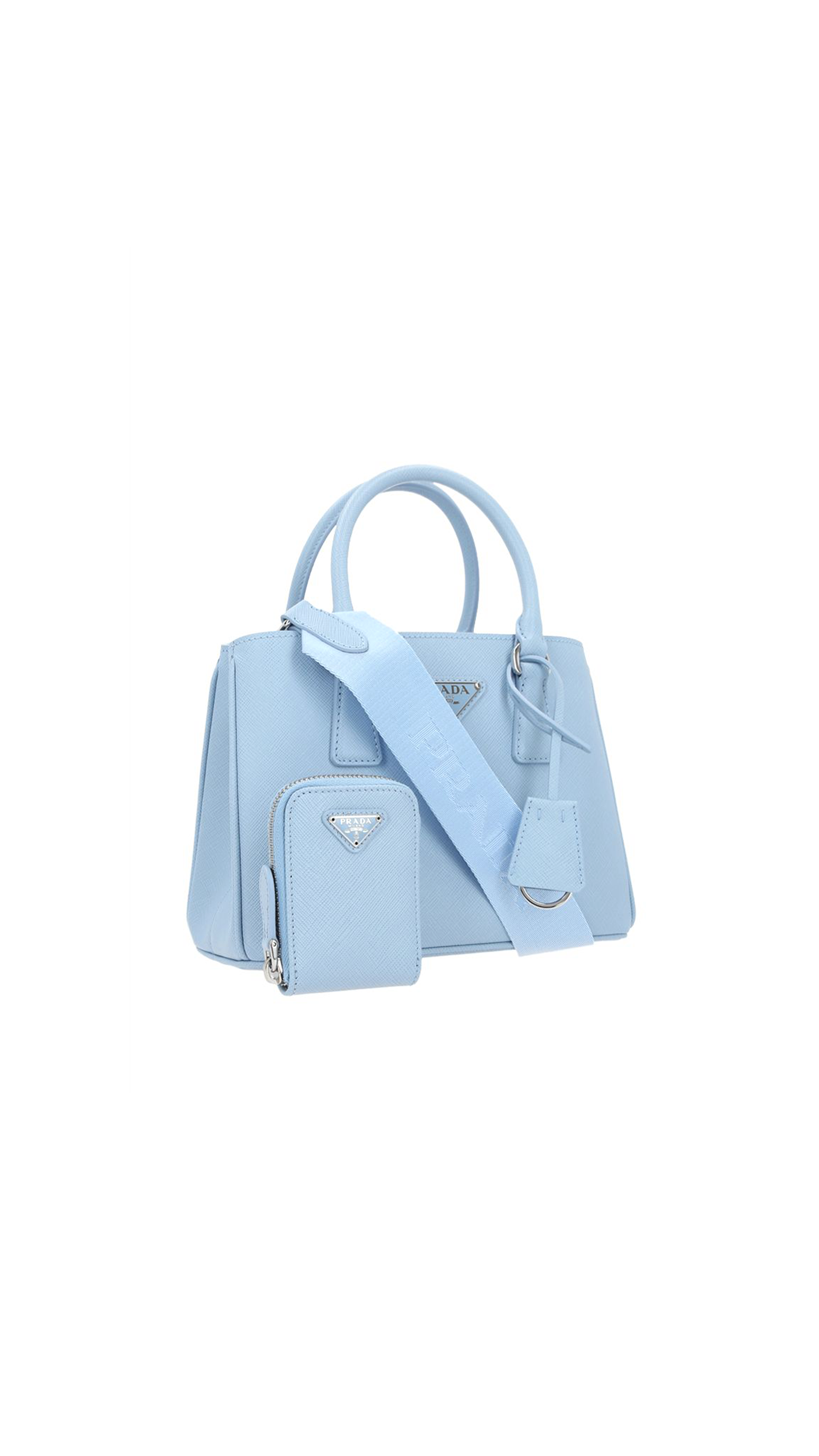 Light blue bag in Saffiano leather