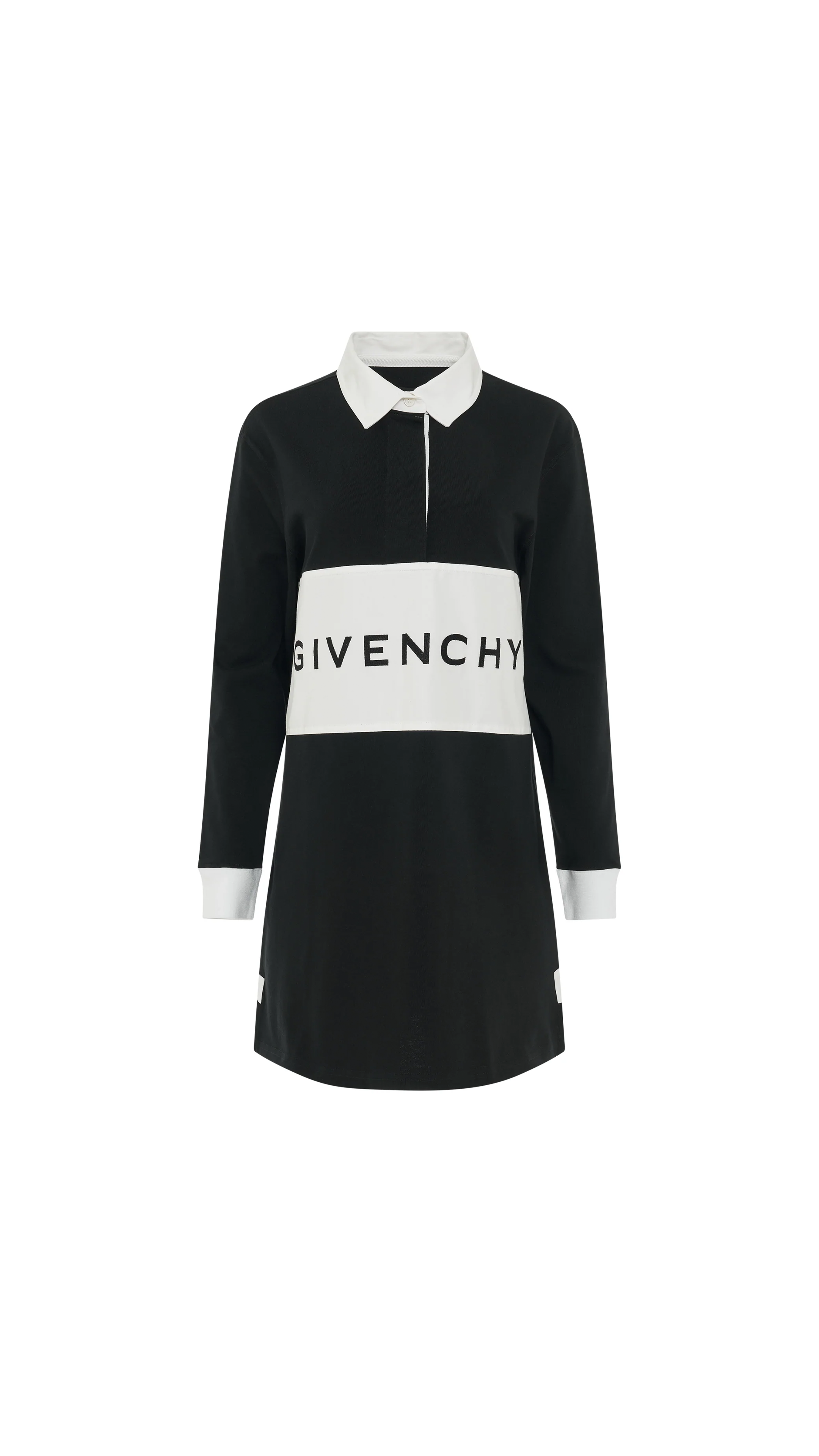 Bi Color Polo Mini Dress - Black / White