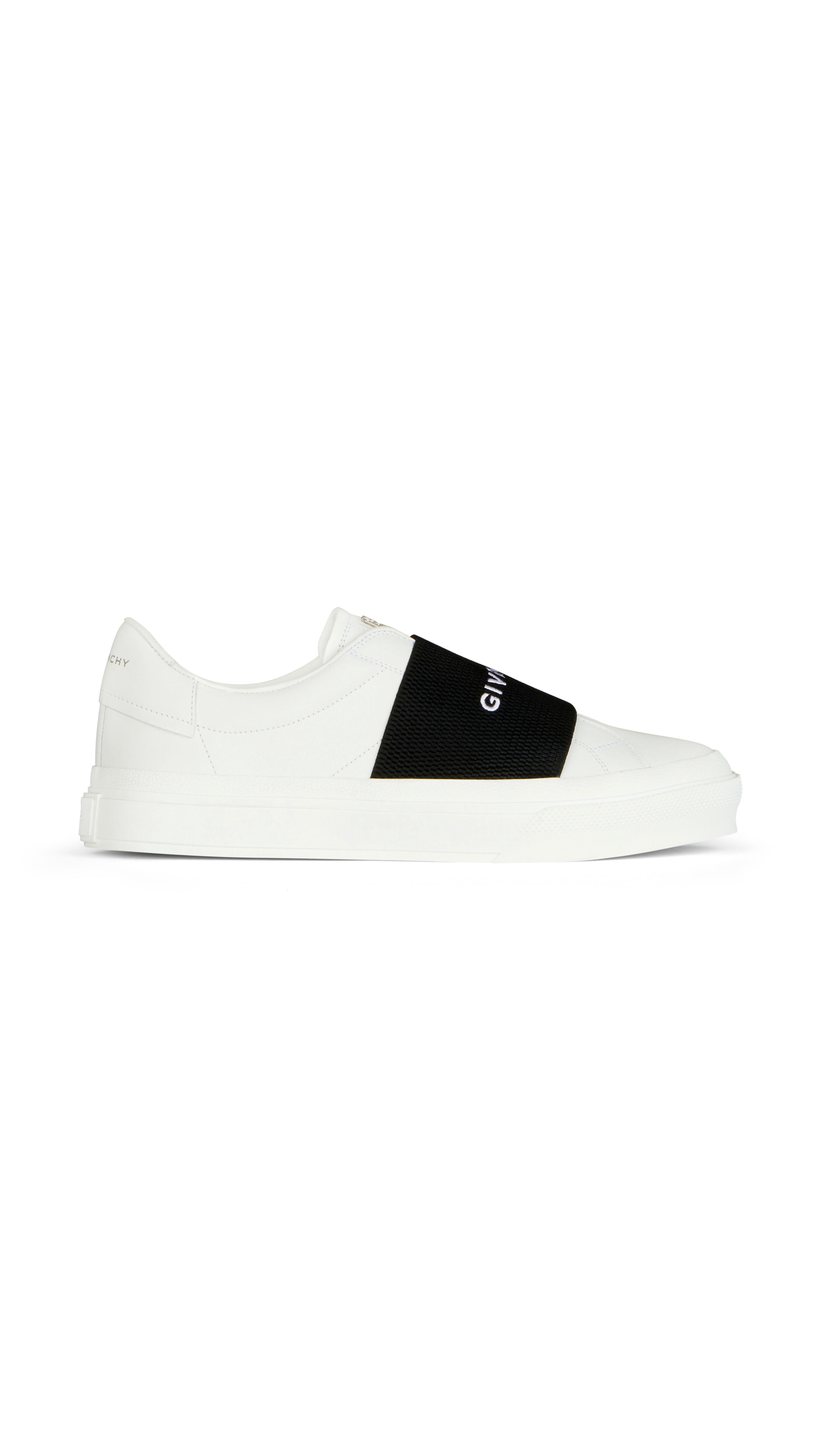 Sneakers In Leather With Givenchy Webbing - Black / White