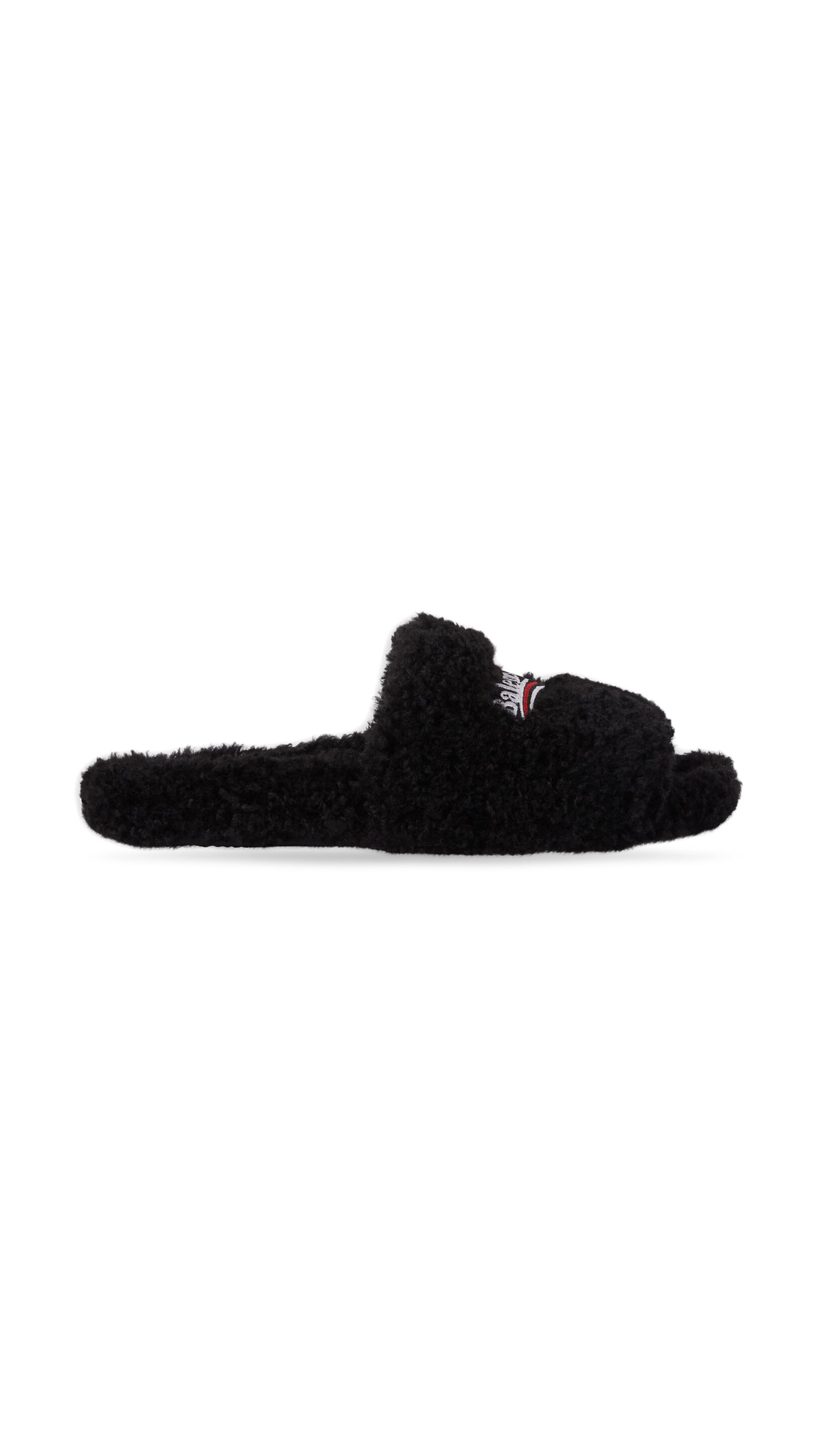 Furry Slide Sandal - Black