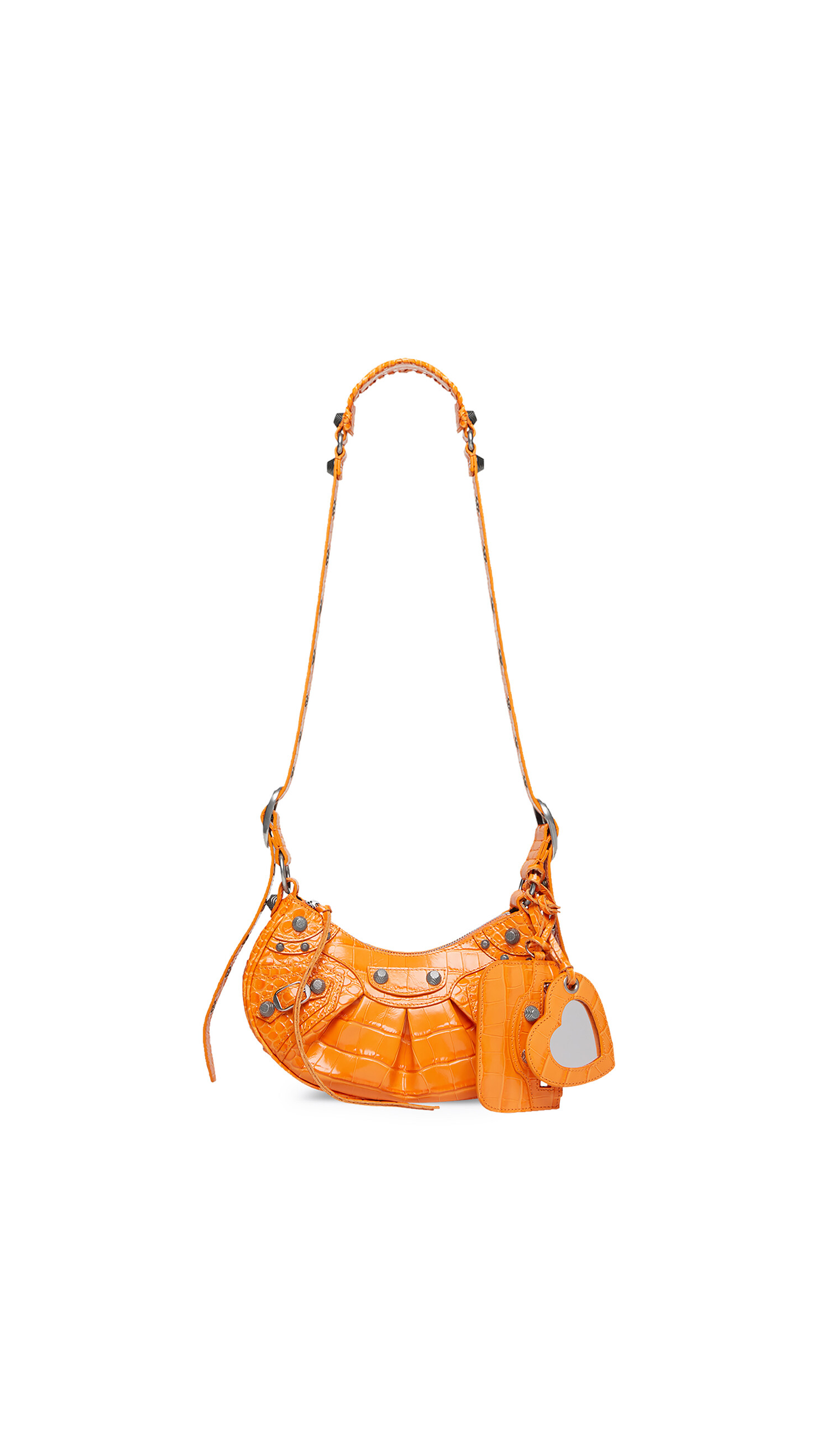 Le Cagole XS Shoulder Bag Crocodile Embossed - Orange