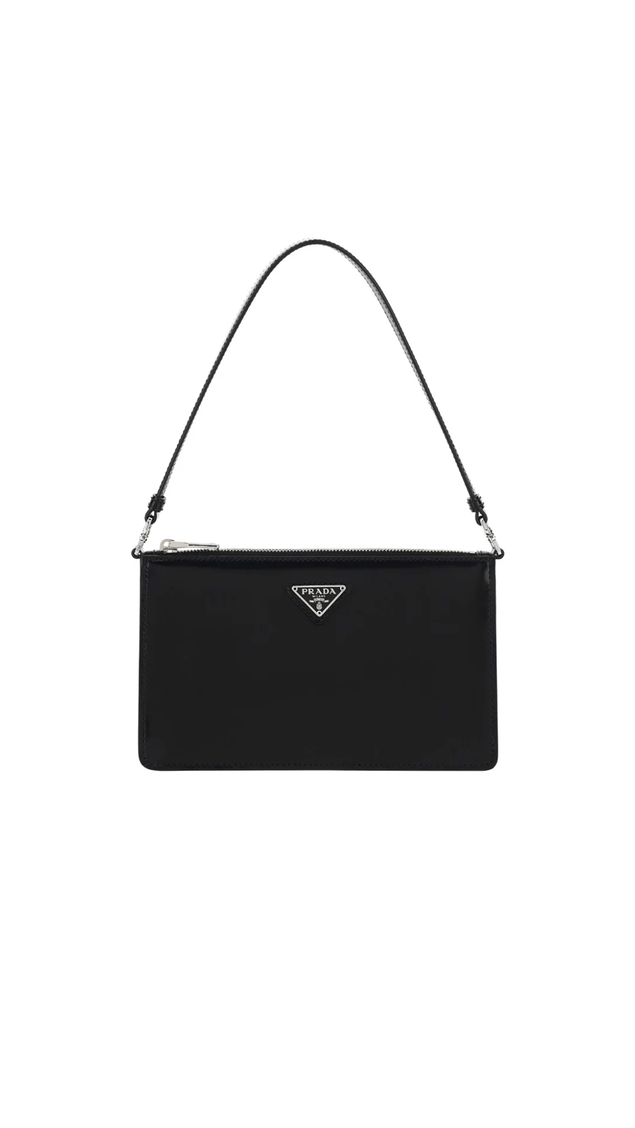 Brushed Leather Mini Shoulder Bag - Black.