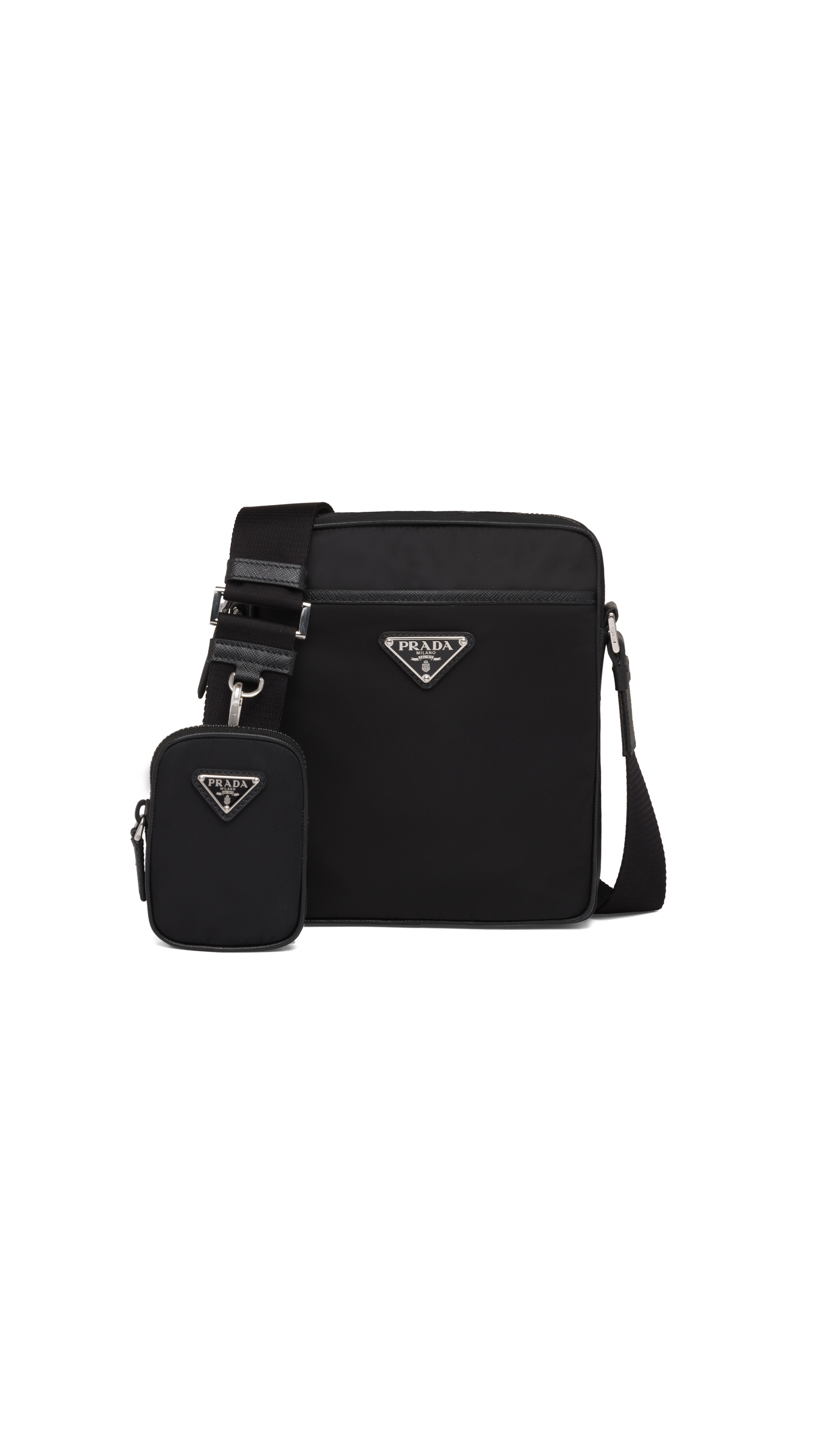 Prada Re-Nylon Saffiano Leather Shoulder Bag in Black