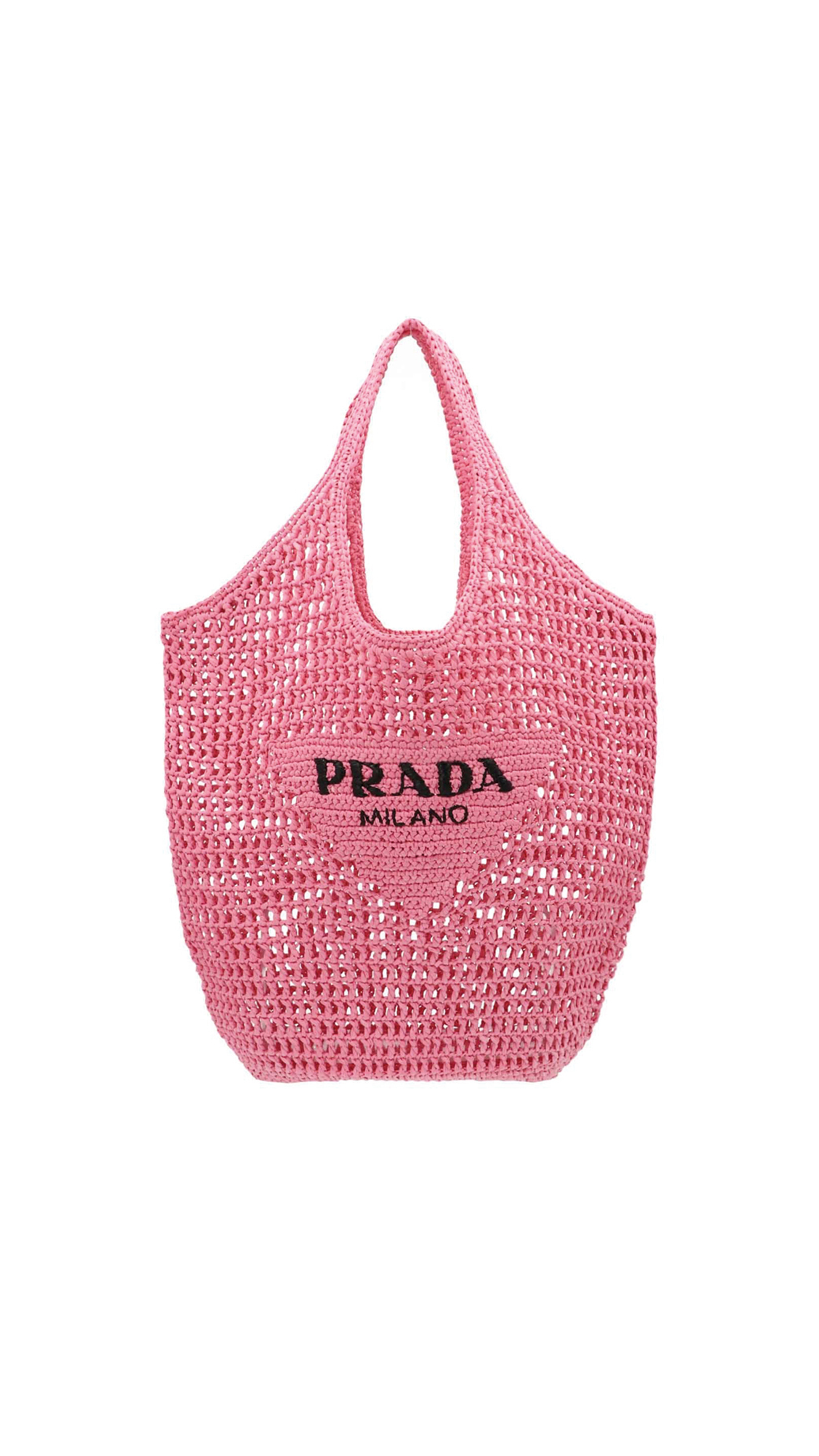 Prada Raffia Tote Bag Petal Pink