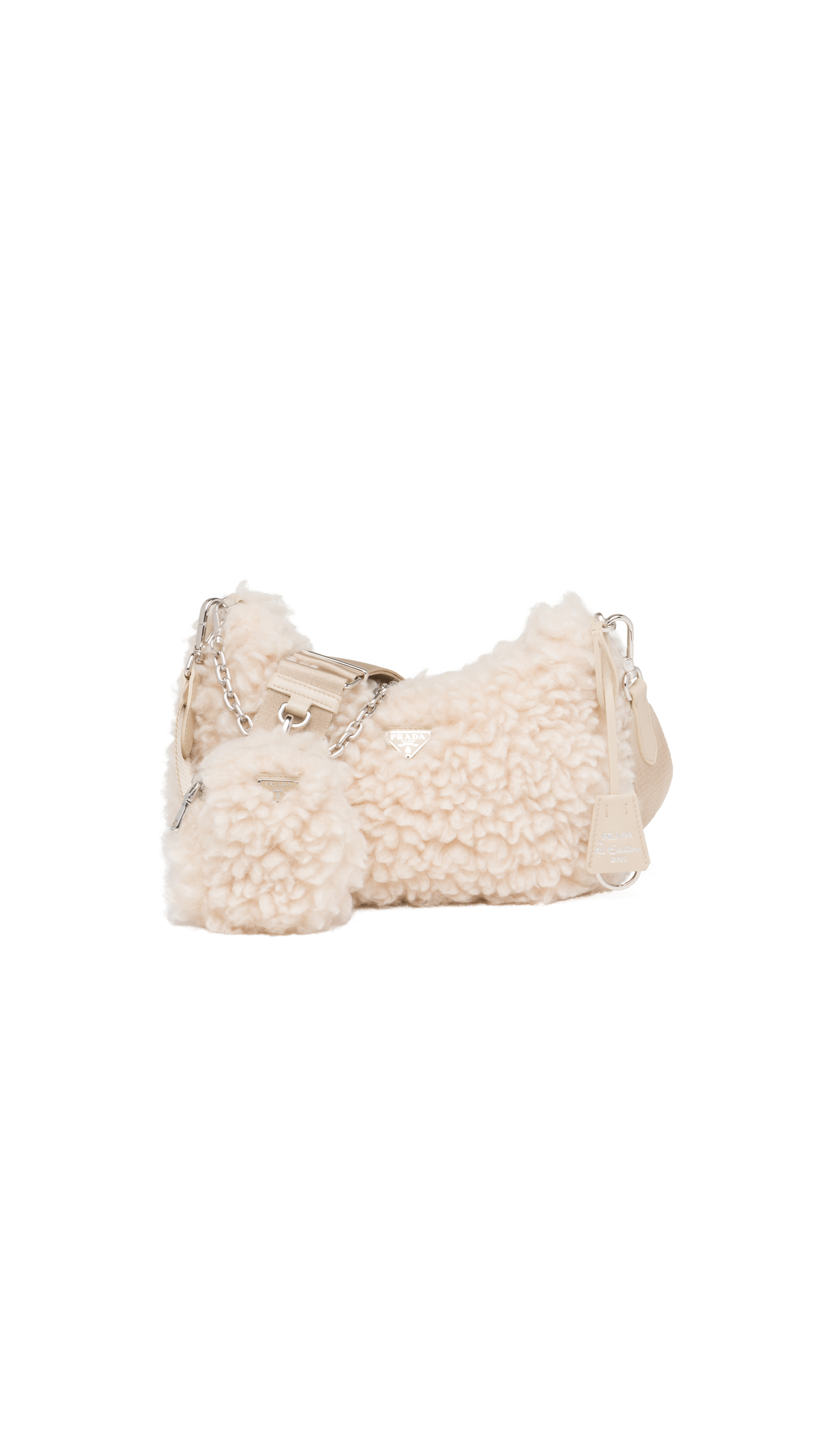 Re Edition Mini Crochet Bag in White - Prada