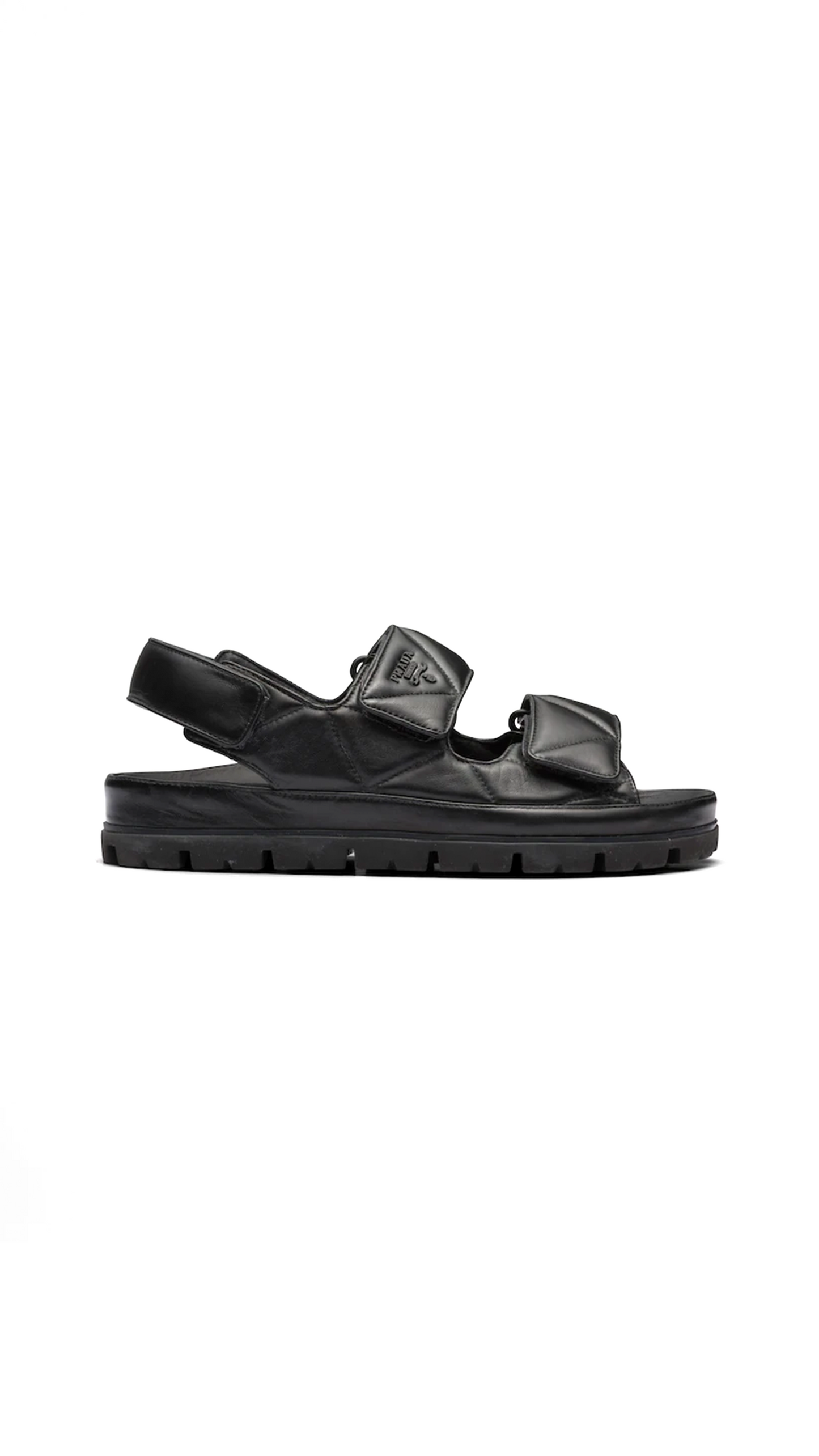 Padded Nappa Leather Sandals - Black – Amuze