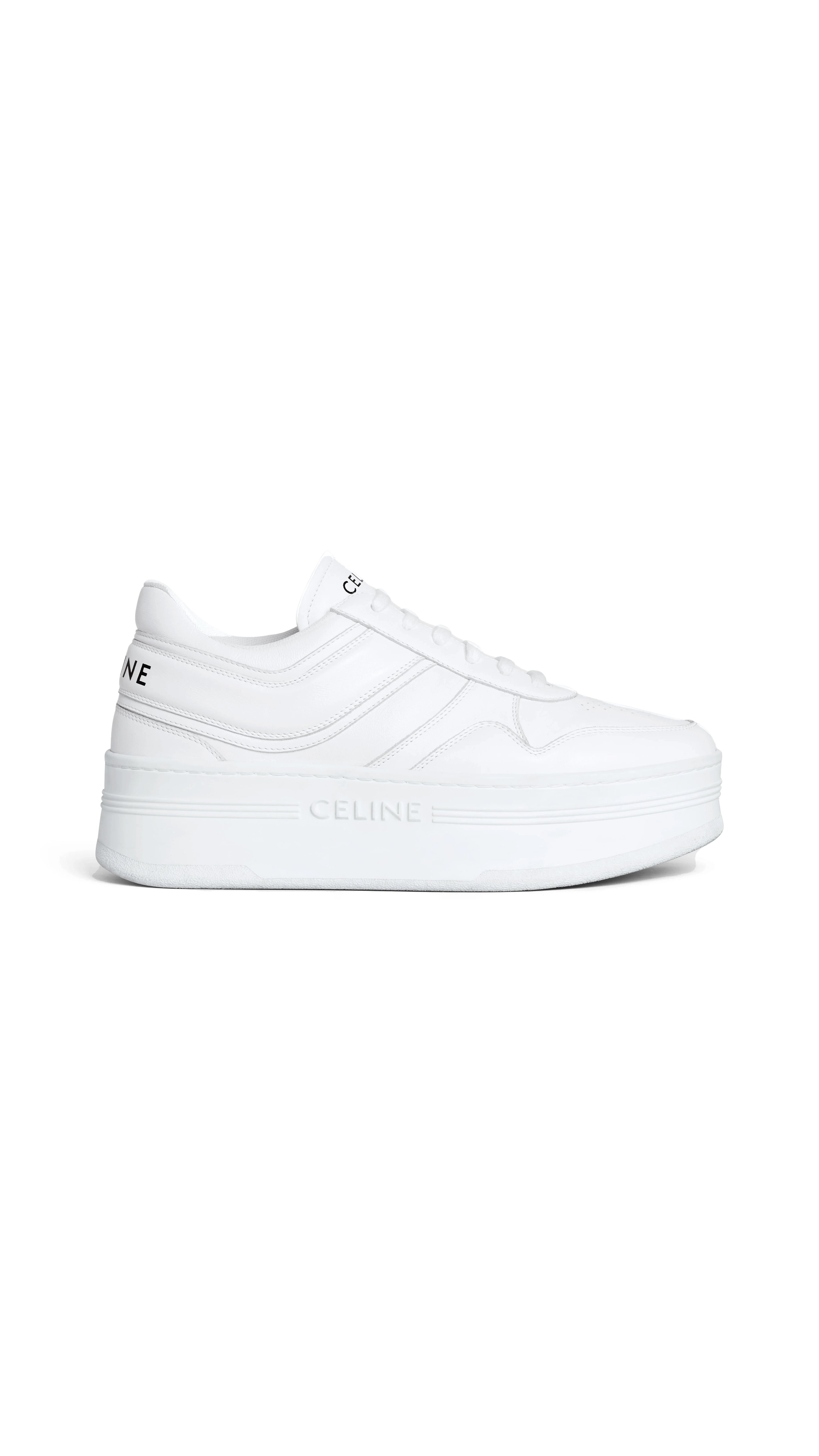 Block Sneakers with Wedge Outsole in Calfskin - Optic White