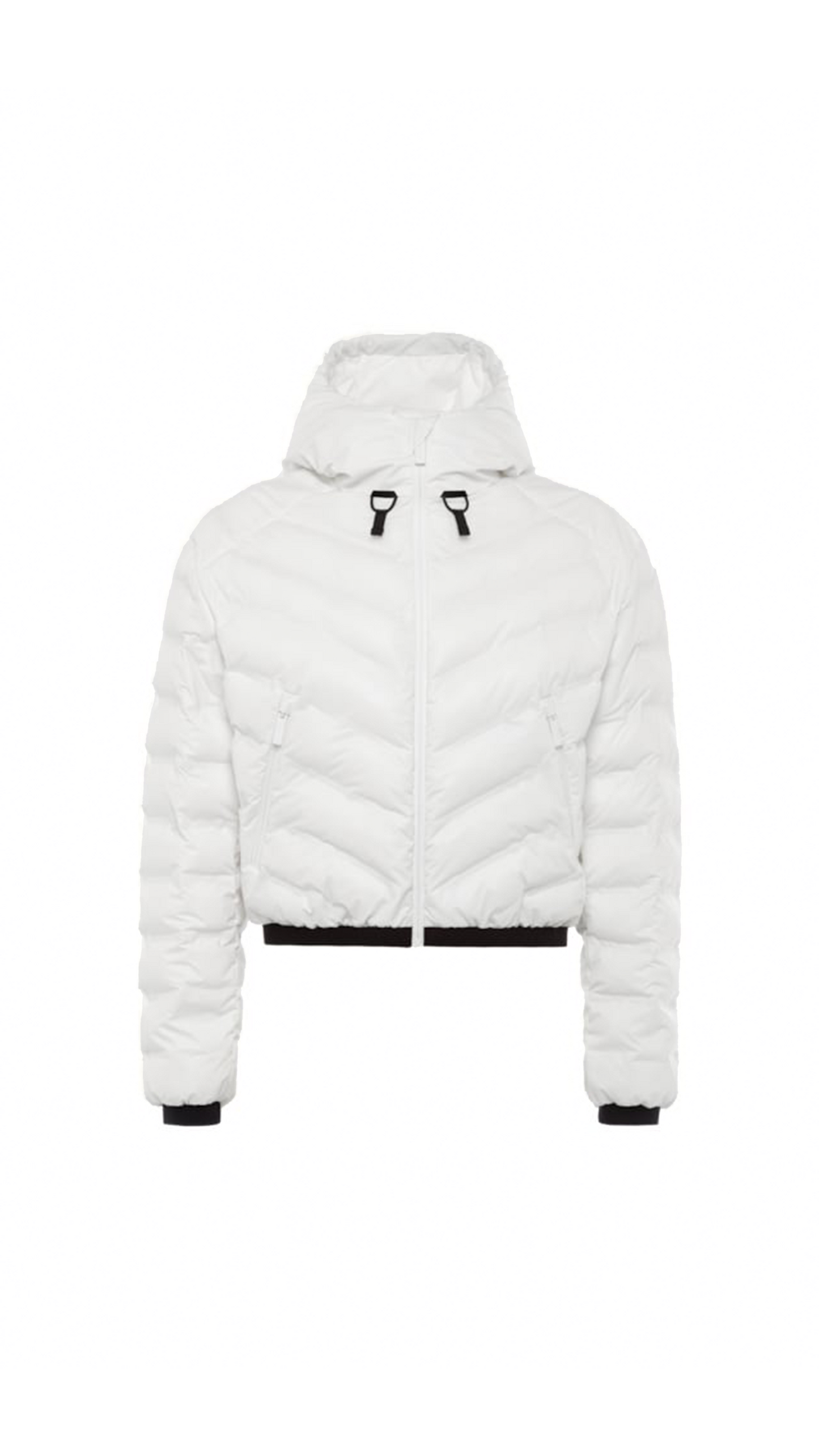 Light Nylon Hooded Puffer Jacket - White.