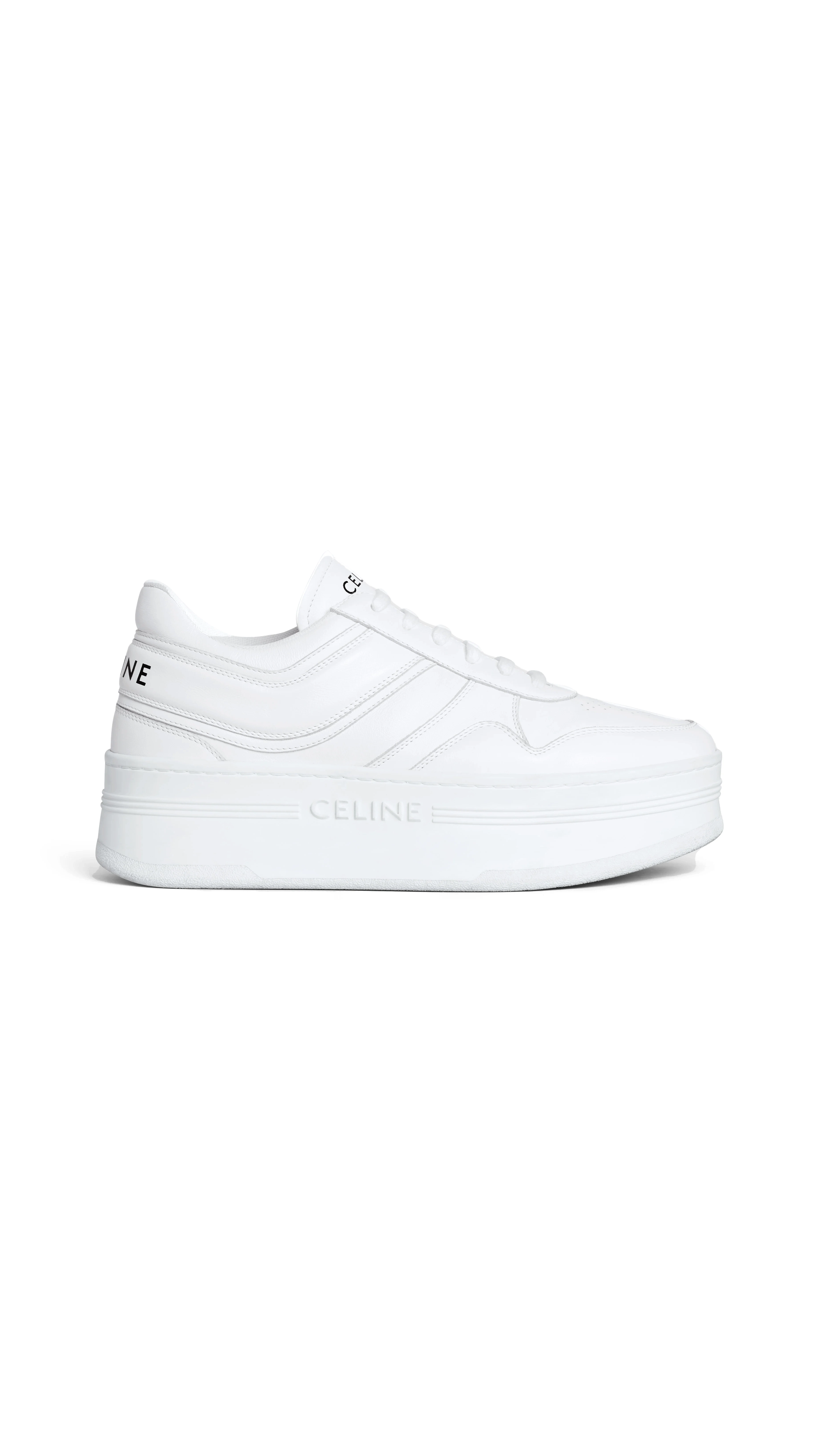 Block Sneakers With Wedge Outsole In Calfskin - Optic White