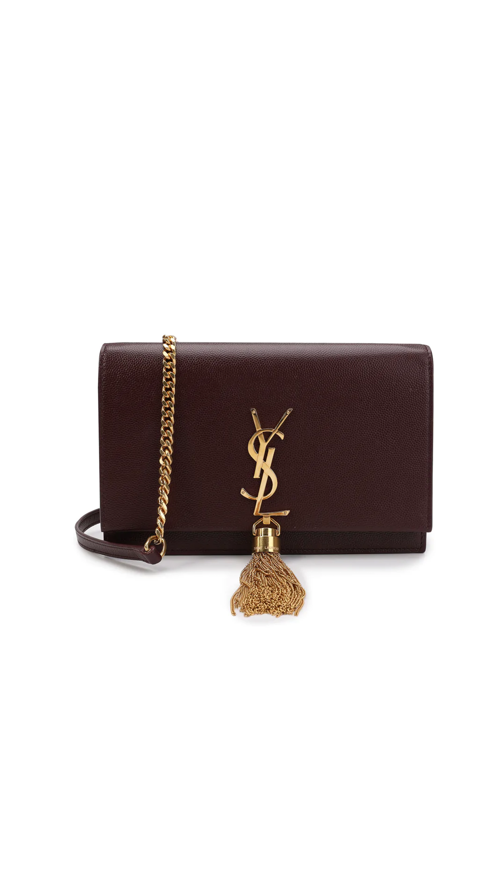 Kate chain wallet with tassel sales in grain de poudre embossed leather