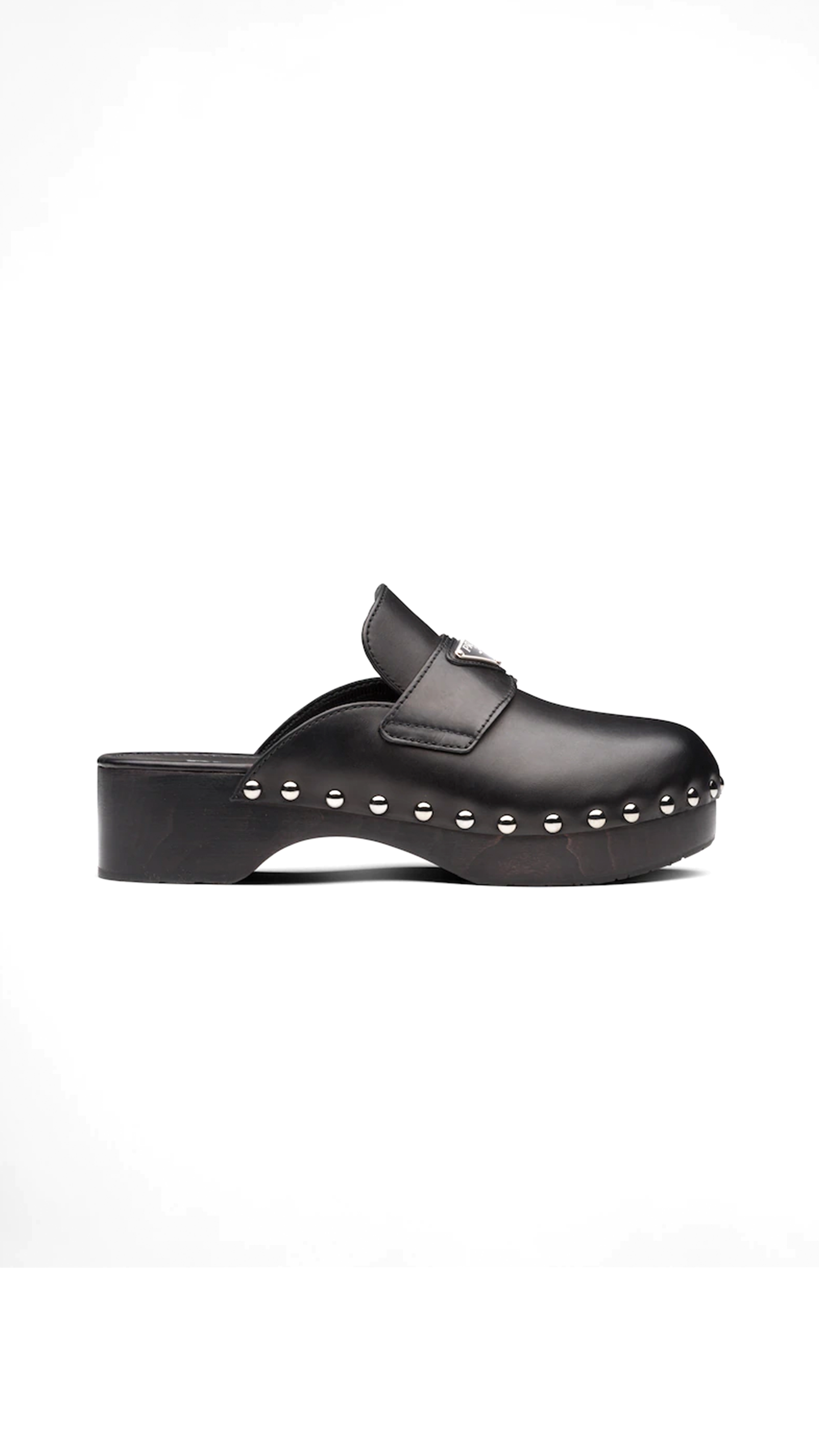 Studded Leather Clogs - Black