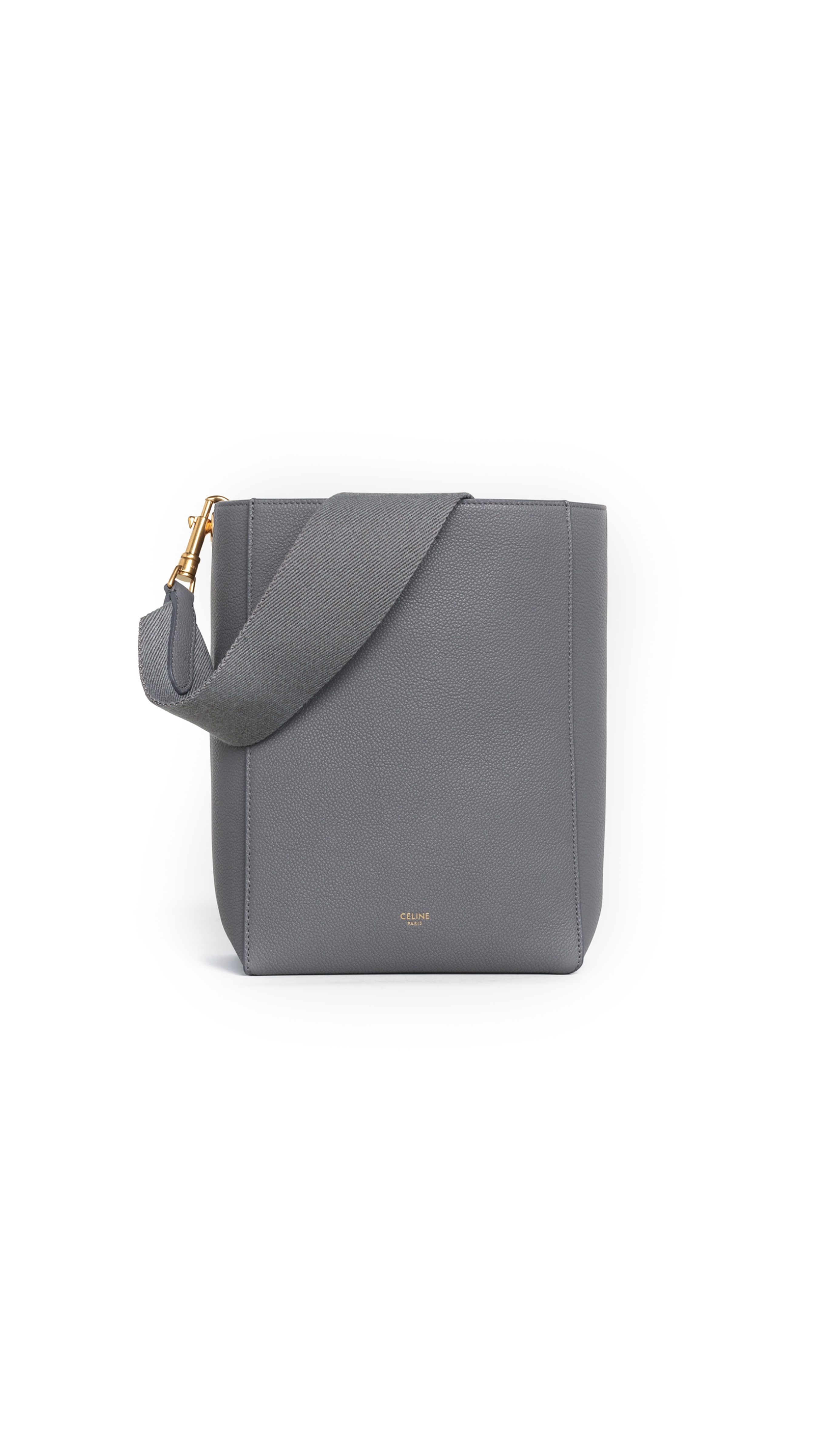 Small Bucket Bag In Soft Grained Calfskin - Grey