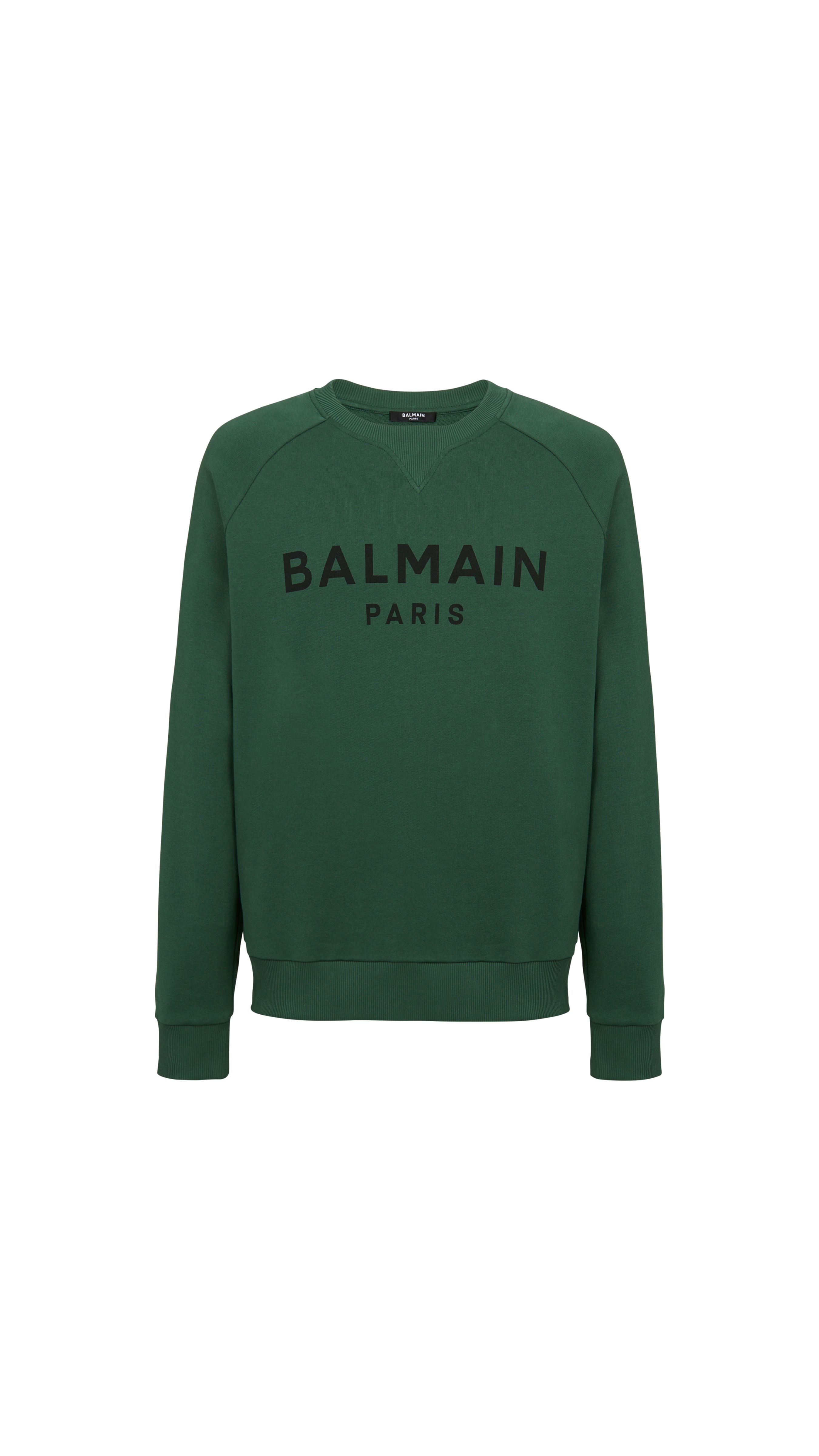 Eco-designed Cotton Sweatshirt with Balmain Paris Logo Print - Green.