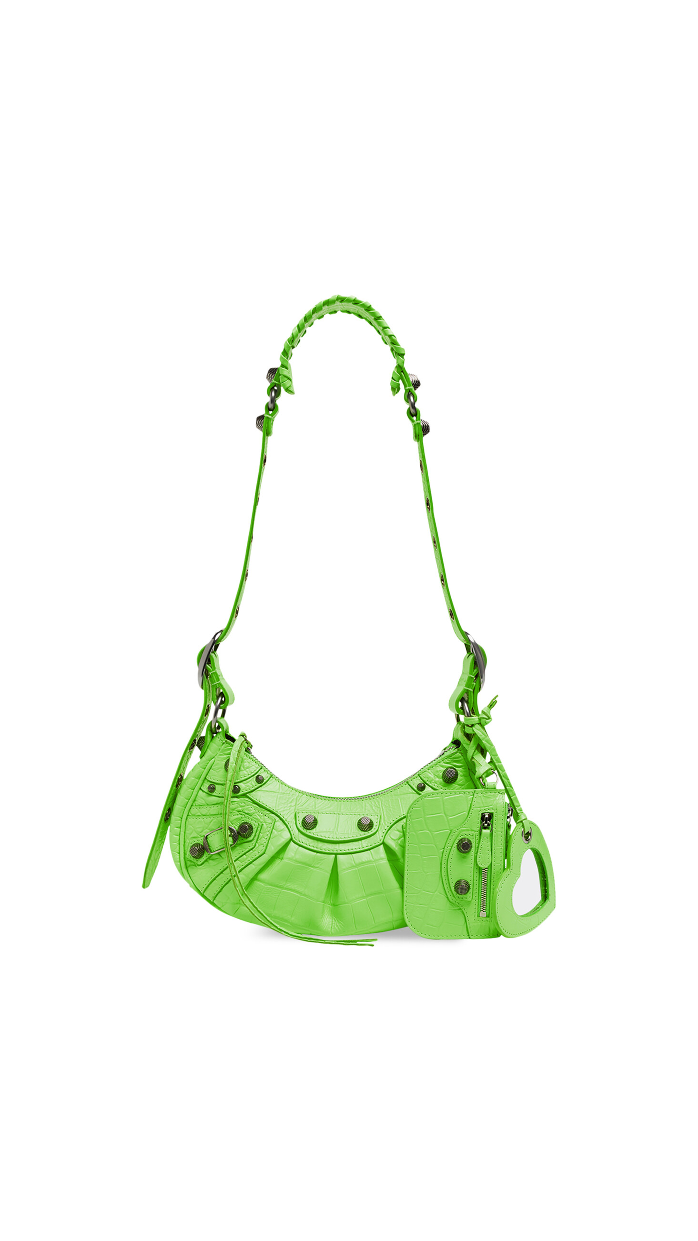 Le Cagole XS Shoulder Bag Crocodile Embossed - Bright Green