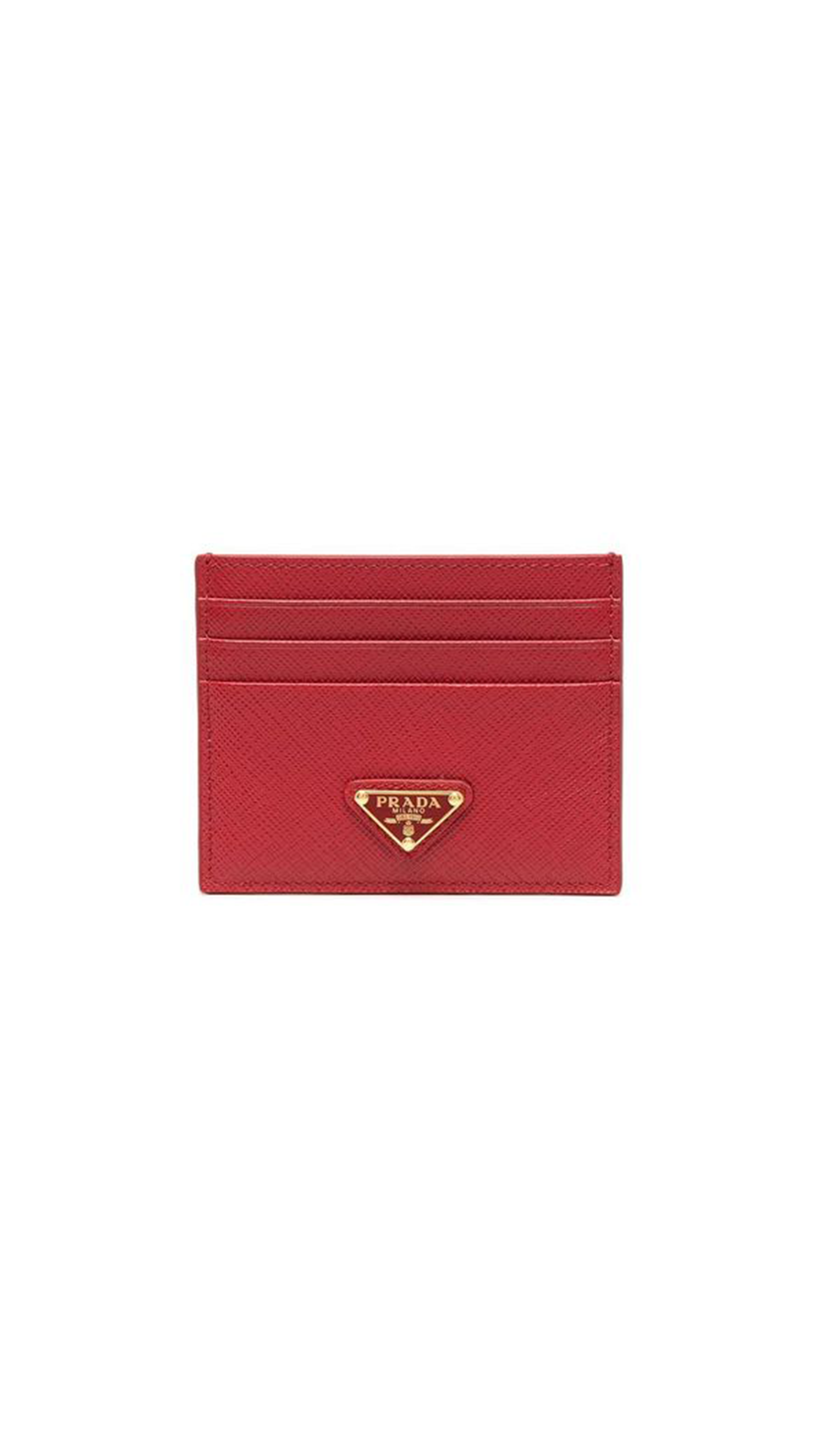 Saffiano Leather Card Holder - Fiery Red