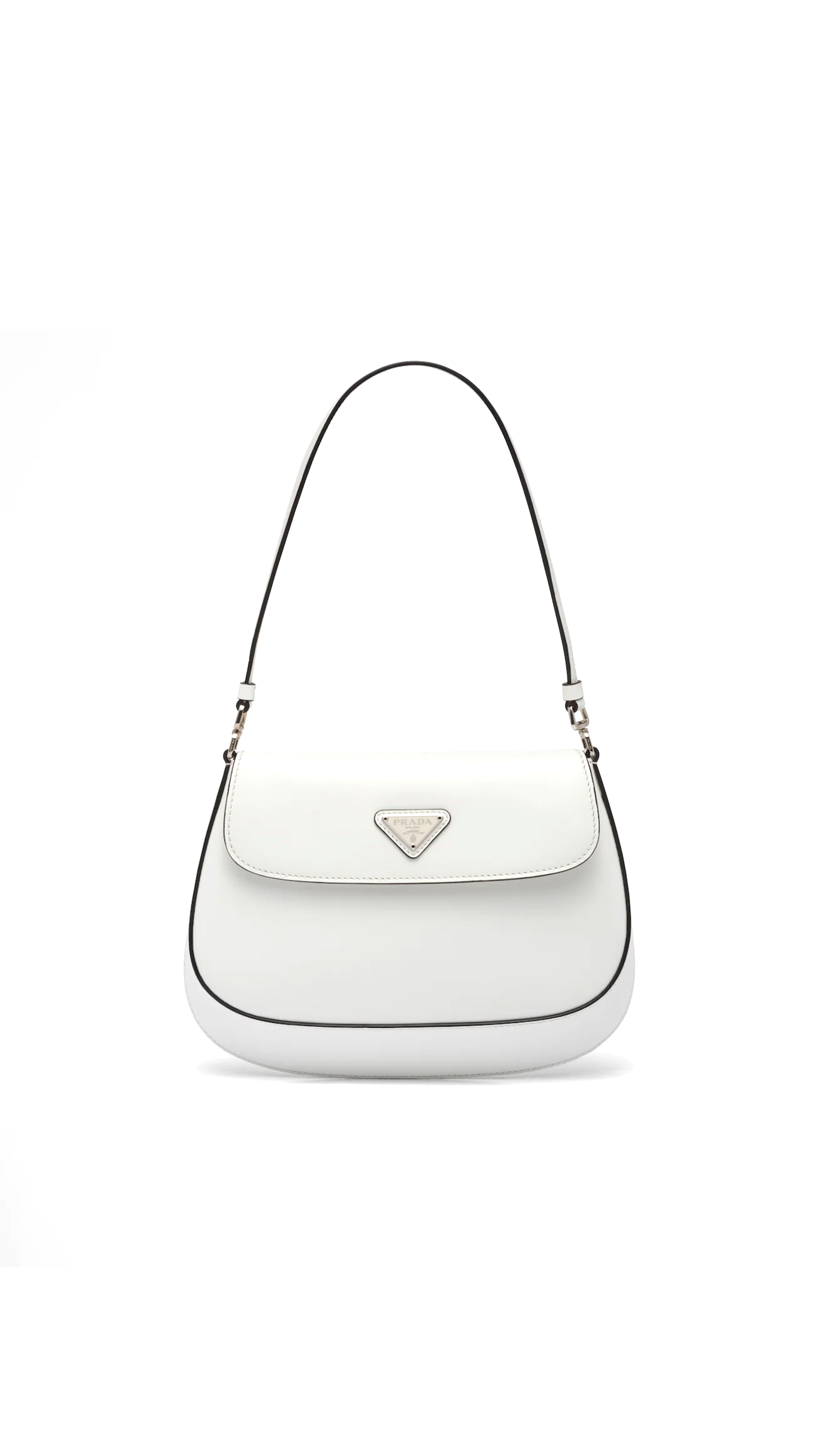 Cleo Brushed Leather Shoulder Bag With Flap - White